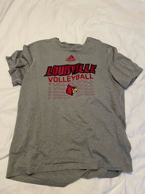 adidas Grey and Red Louisville Volleyball Tee